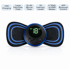 Electrical muscle stimulator with digital display on a white background