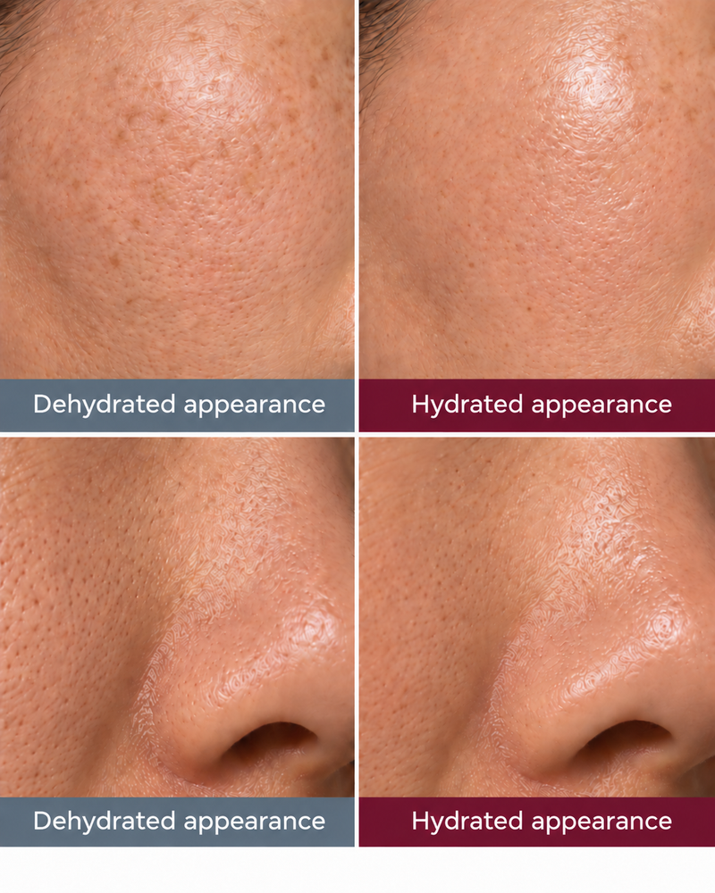 Hydrated, glowing skin after PDRN + Peptide Renewal Serum