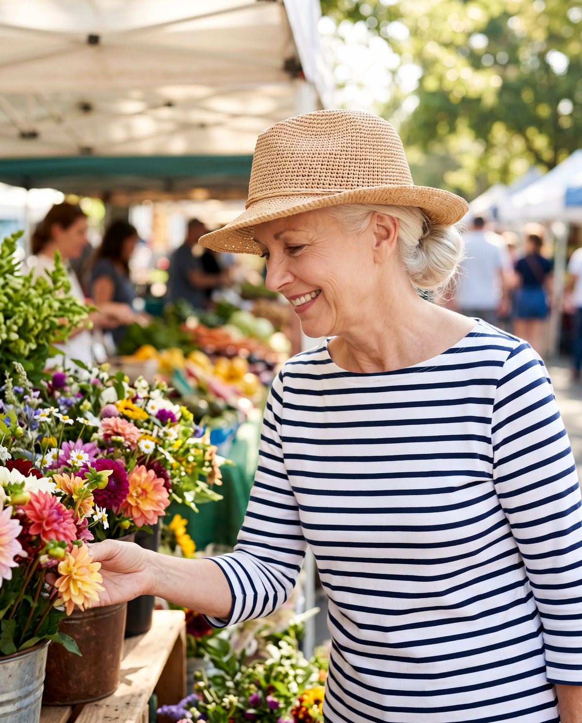 Woman in her 60s smiling outdoors