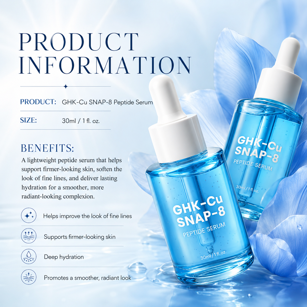 GHK-Cu Blue Copper Peptide Serum | Collagen Repair & Glow